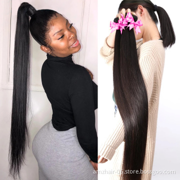Wholesale Raw Indian Double Drawn Virgin Human Hair Bundle 40 Inch Long Natural Cuticle Aligned Human Hair Extension Cheap